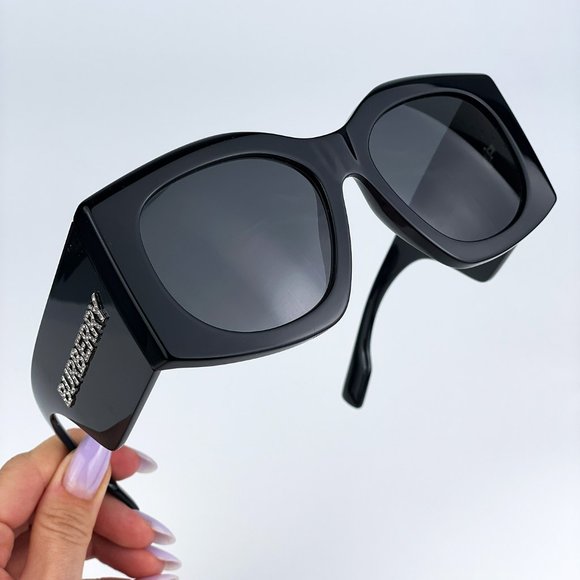 Burberry Accessories - Burberry BE4388U Madeline 300187 Sunglasses Shiny Black Grey Oversized Woman